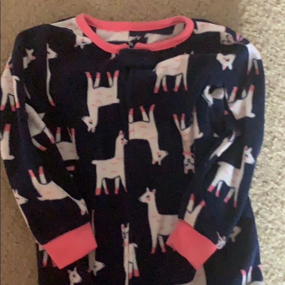 Carter’s Girls 3t Fleece Navy Llama Footie Pajamas - Picture 5 of 6